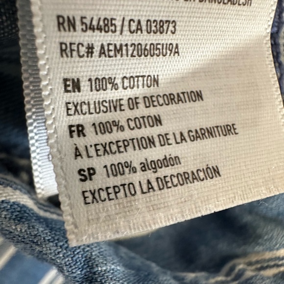 American Eagle Chambray Striped Wide Leg High Rise Ankle Pants Blue Wh… - Picture 11 of 15